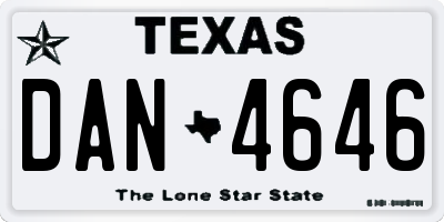 TX license plate DAN4646
