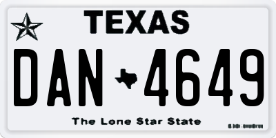 TX license plate DAN4649