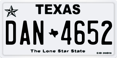 TX license plate DAN4652