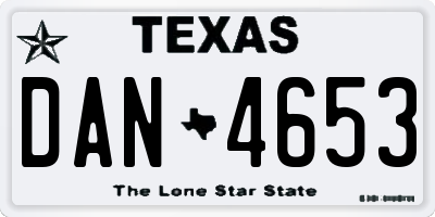 TX license plate DAN4653