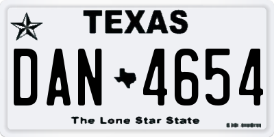 TX license plate DAN4654