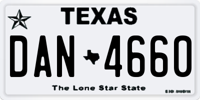 TX license plate DAN4660