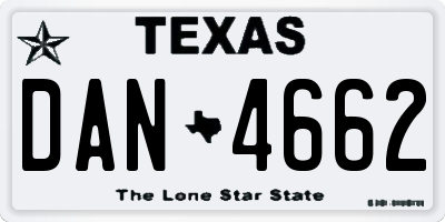 TX license plate DAN4662