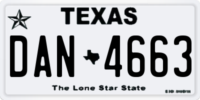 TX license plate DAN4663