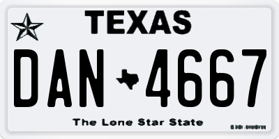 TX license plate DAN4667