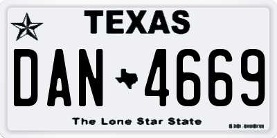 TX license plate DAN4669