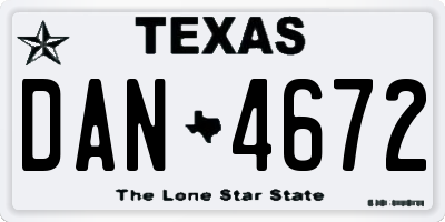 TX license plate DAN4672