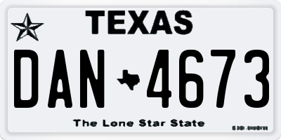 TX license plate DAN4673