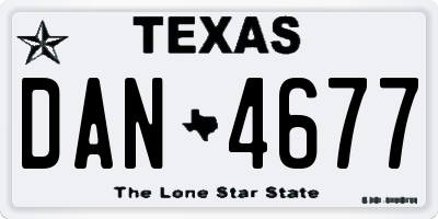 TX license plate DAN4677