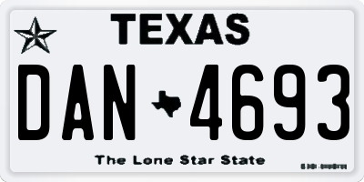 TX license plate DAN4693