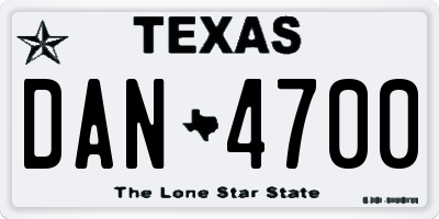 TX license plate DAN4700