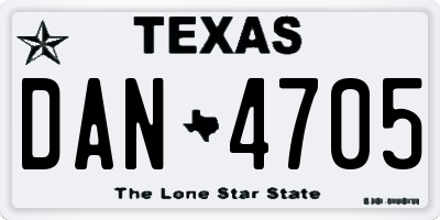 TX license plate DAN4705