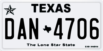 TX license plate DAN4706