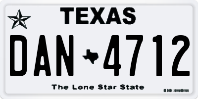 TX license plate DAN4712