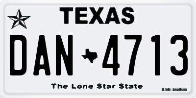 TX license plate DAN4713