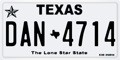 TX license plate DAN4714