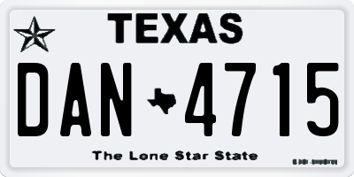 TX license plate DAN4715