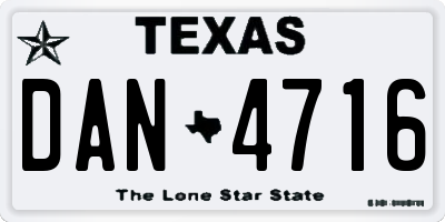 TX license plate DAN4716