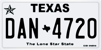 TX license plate DAN4720