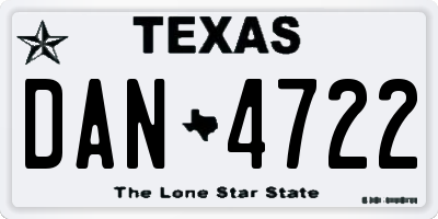 TX license plate DAN4722