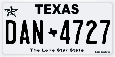 TX license plate DAN4727