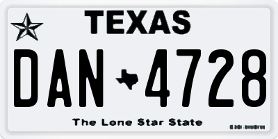 TX license plate DAN4728