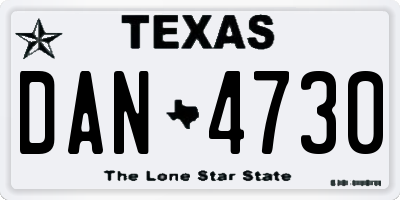 TX license plate DAN4730