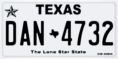 TX license plate DAN4732