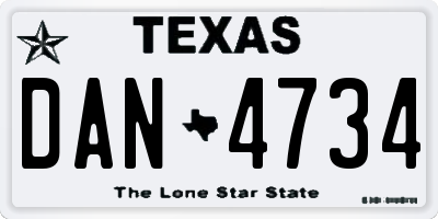 TX license plate DAN4734
