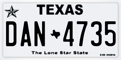 TX license plate DAN4735