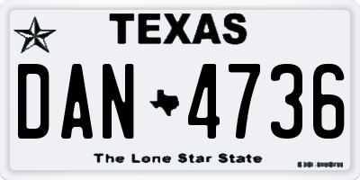 TX license plate DAN4736