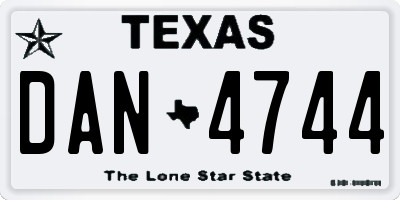 TX license plate DAN4744