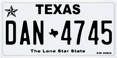 TX license plate DAN4745