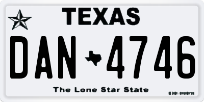 TX license plate DAN4746