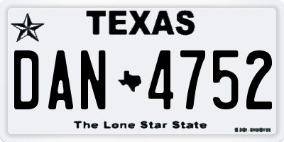 TX license plate DAN4752