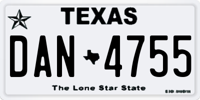 TX license plate DAN4755