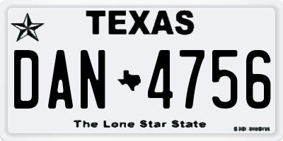 TX license plate DAN4756