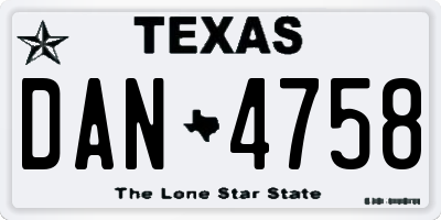 TX license plate DAN4758