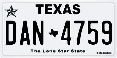 TX license plate DAN4759