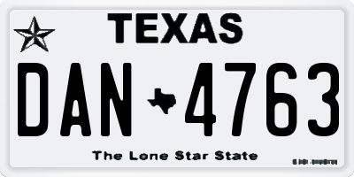 TX license plate DAN4763