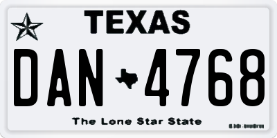 TX license plate DAN4768