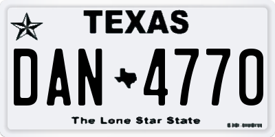 TX license plate DAN4770