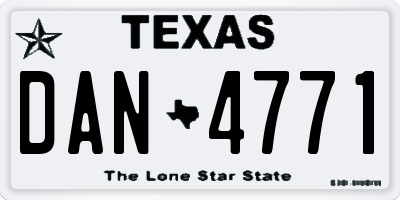 TX license plate DAN4771