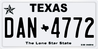 TX license plate DAN4772