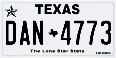 TX license plate DAN4773