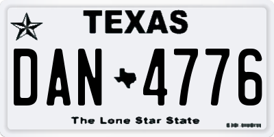 TX license plate DAN4776