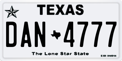 TX license plate DAN4777