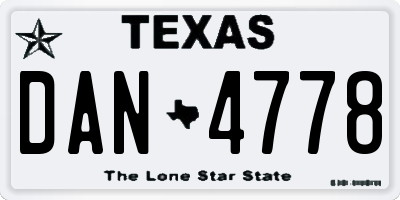 TX license plate DAN4778