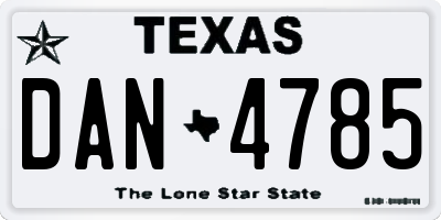 TX license plate DAN4785