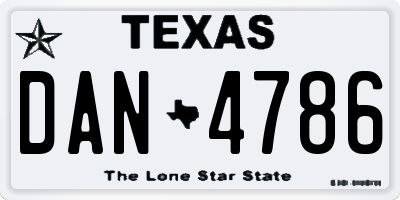 TX license plate DAN4786